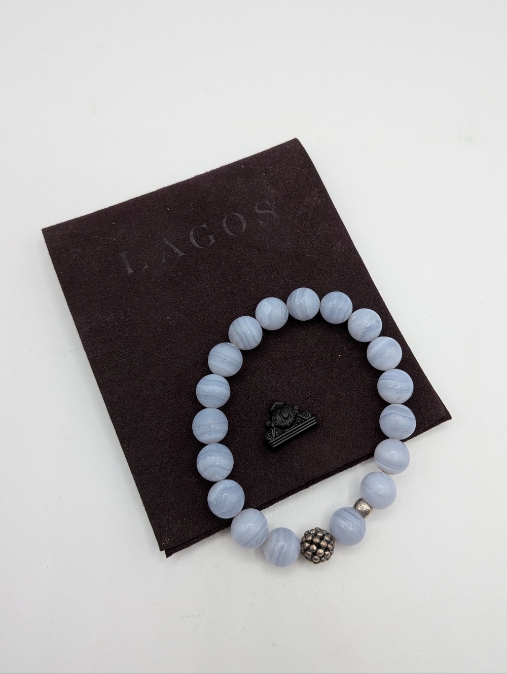 Lagos Blue Lace Agate Beaded Bracelet with Silver Accent